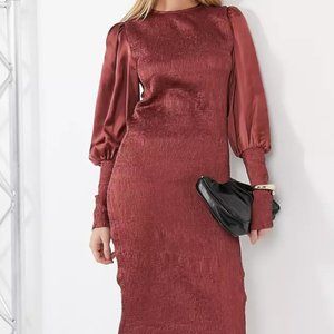 ASOS Midi Satin Dress Maroon